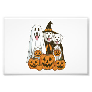 Great Pyrenees Dog Ghost Witch Halloween Matching Photo Print
