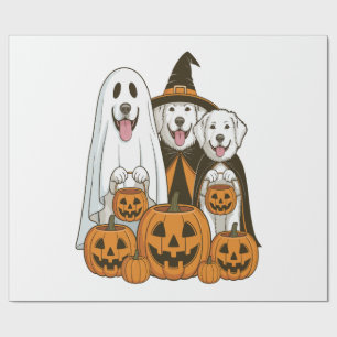 Great Pyrenees Dog Ghost Witch Halloween Matching  Wrapping Paper