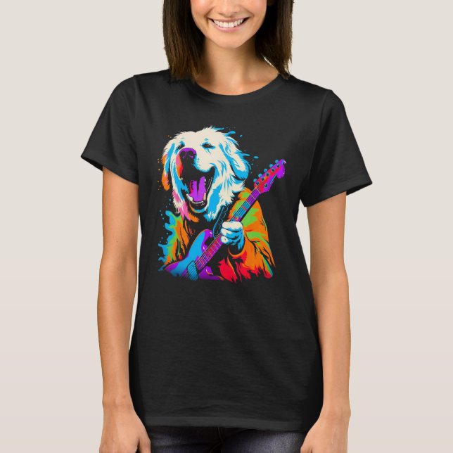 Great Pyrenees Dog Guitar T-Shirt (Front)