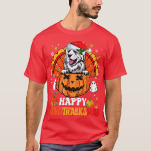 Great Pyrenees Dog Happy Hallothanksmas Halloween  T-Shirt