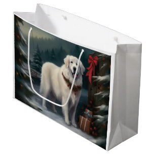 Great Pyrenees Dog in Snow Christmas Large Gift Bag