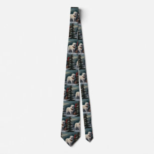 Great Pyrenees Dog in Snow Christmas Tie