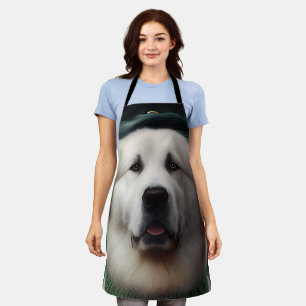 Great Pyrenees Dog in St. Patrick's Day Dress Apron