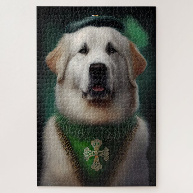 Great Pyrenees Dog in St. Patrick's Day Dress Jigsaw Puzzle (Vertical)