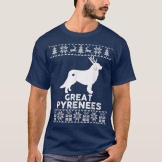 Great Pyrenees Dog Pet Lover Reindeer Ugly Christm T-Shirt