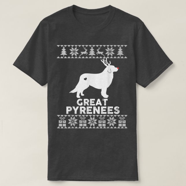 Great Pyrenees Dog Pet Lover Reindeer Ugly Christm T-Shirt (Design Front)