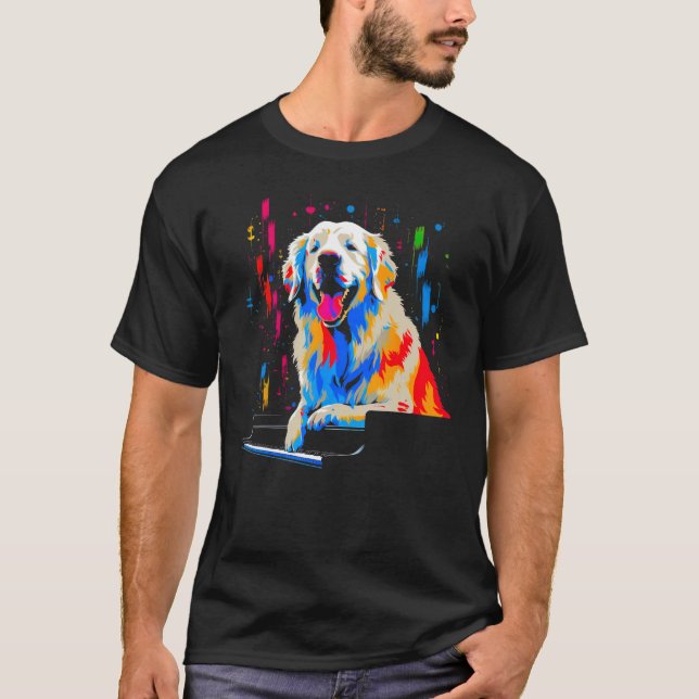 Great Pyrenees Dog Piano T-Shirt (Front)