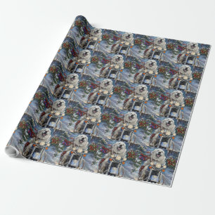 Great Pyrenees Dog Riding Motorcycle Christmas Wrapping Paper