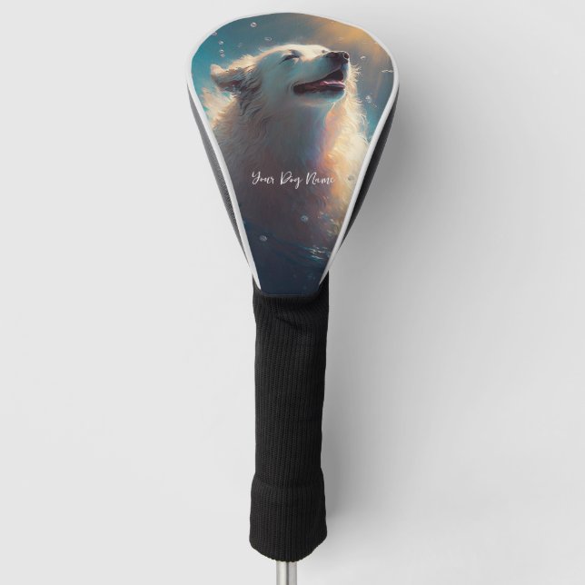 Great Pyrenees dog swimming in water 003 Golf Head Cover (Front)