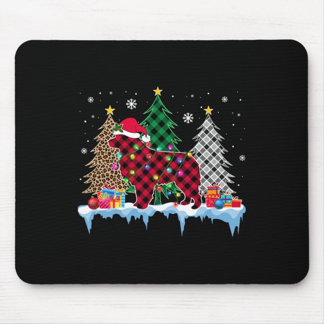 Great Pyrenees Dog Tree Christmas Lights Fun Xmas  Mouse Pad (Front)