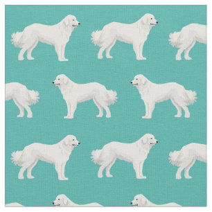 Great Pyrenees dog turquoise Fabric