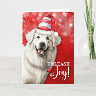 Great Pyrenees Dog Unleash the Joy Christmas Holiday Card