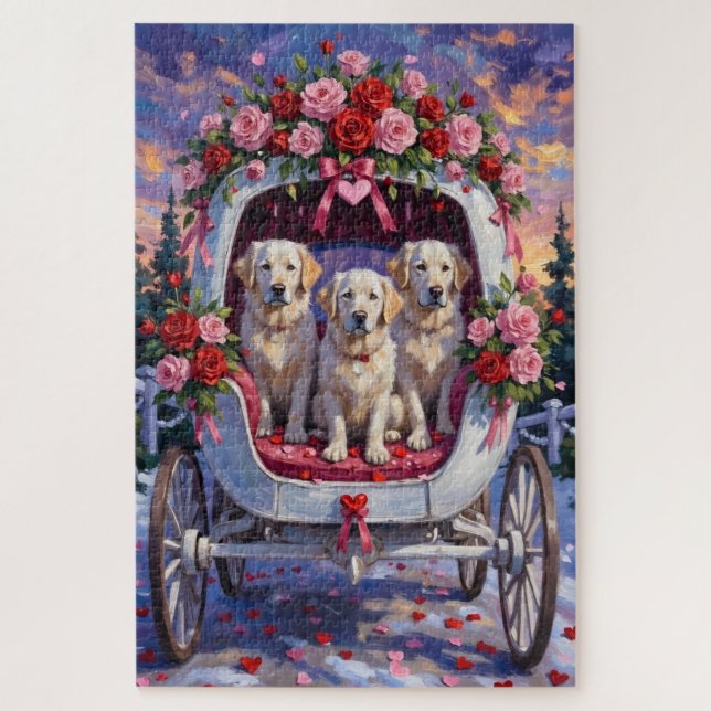 Great Pyrenees Dog Valentine's Day Jigsaw Puzzle (Vertical)