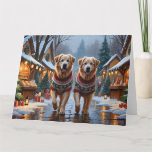 Great Pyrenees Dogs Christmas Snow Holiday  Card