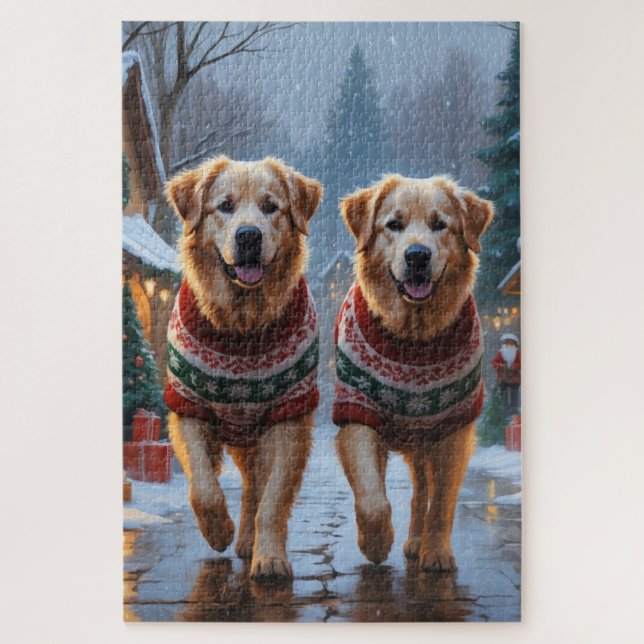 Great Pyrenees Dogs Christmas Snow Holiday  Jigsaw Puzzle (Vertical)