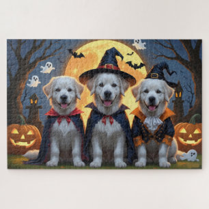 Great Pyrenees Dogs Pumpkin Halloween Funny  Jigsaw Puzzle