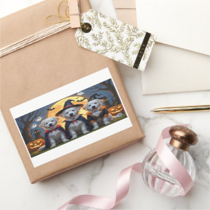 Great Pyrenees Dogs Pumpkin Halloween Funny  Rectangular Sticker