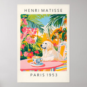 Great Pyrenees Drinking Coffee, Funny Dog Print, P Poster