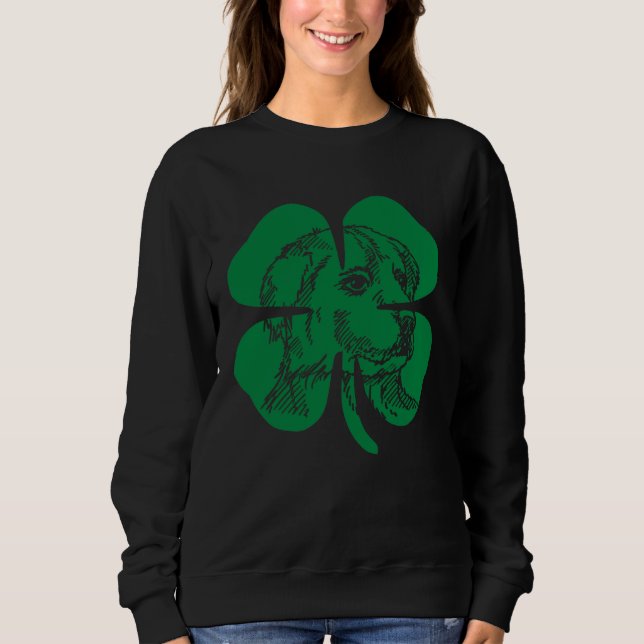 Great Pyrenees Face Head Green Shamrock Saint Patr Sweatshirt (Front)
