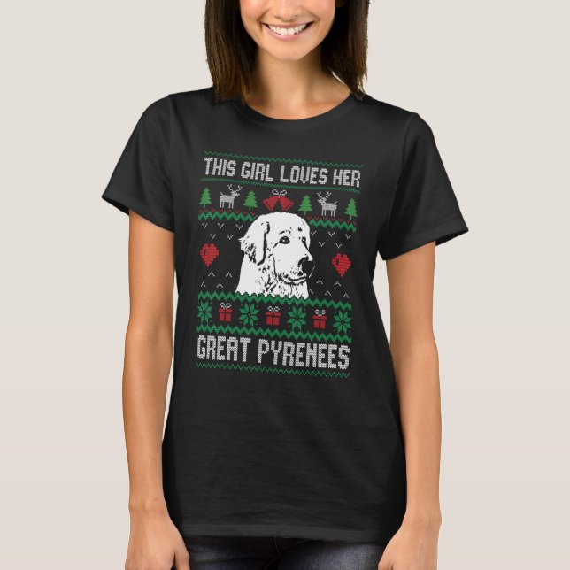 Great Pyrenees Girl Cool Ugly Christmas for Dog Mo T-Shirt (Front)