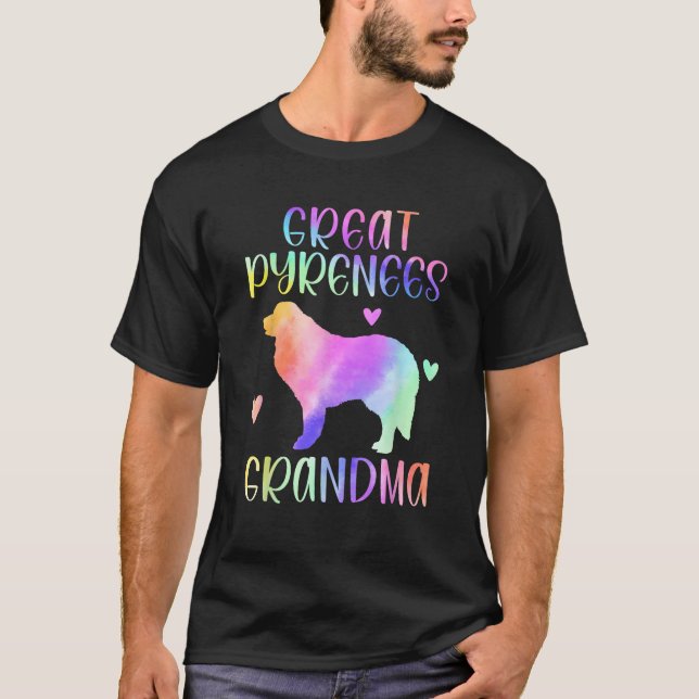 Great Pyrenees Grandma PYR Dog Nana Rainbow Waterc T-Shirt (Front)