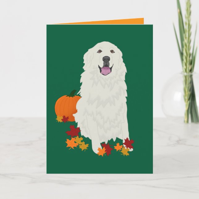 Great Pyrenees Halloween Autumn Blank Card (Front)