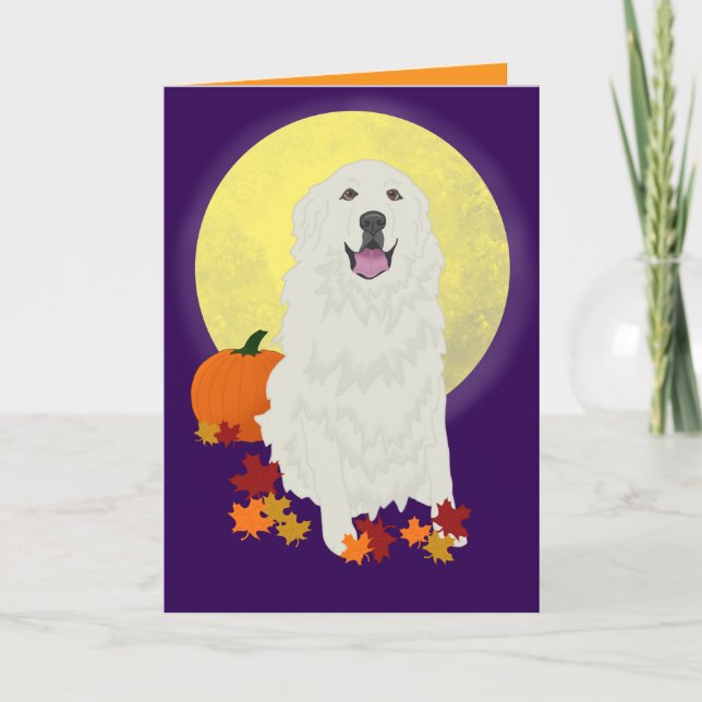 Great Pyrenees Halloween Autumn Card (Front)