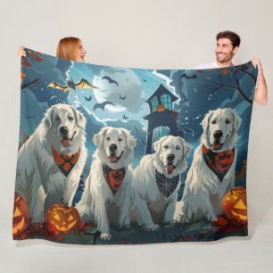 Great Pyrenees Halloween Spooky Fleece Blanket