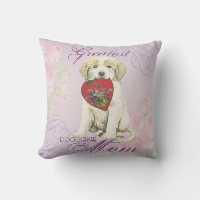 Great Pyrenees Heart Mum Cushion (Front)