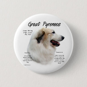 Great Pyrenees History Design 6 Cm Round Badge
