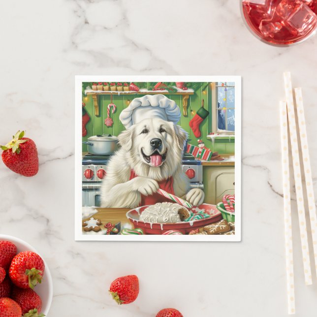 Great Pyrenees Holiday Baking: Festive Christmas Napkin (Insitu)