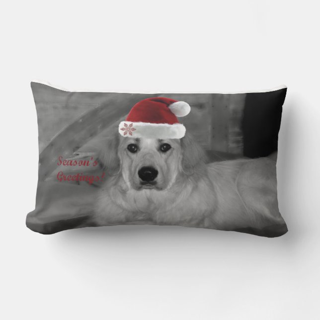 Great Pyrenees Holiday Throw Pillow (Front)