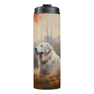 Great Pyrenees in Autumn Leaves Fall Inspire  Thermal Tumbler