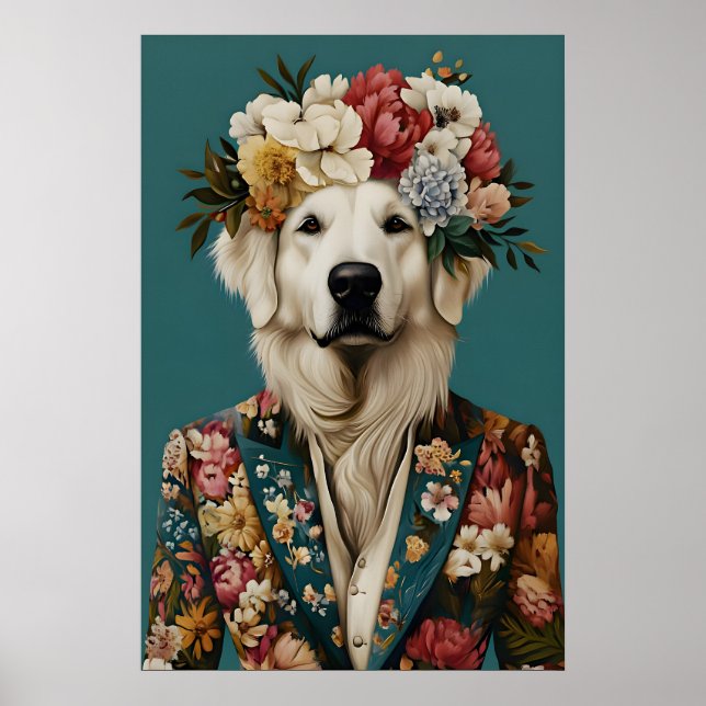 Great Pyrenees In Suit Poster, Great Pyrenees Poster (Front)