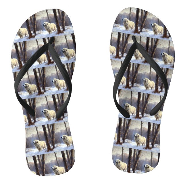 Great Pyrenees Let It Snow Christmas  Thongs (Footbed)