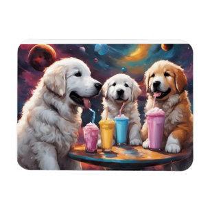 Great Pyrenees Mum and Puppies with Milkshakes Magnet
