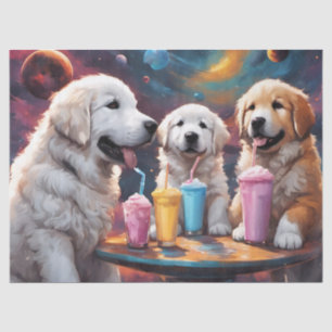 Great Pyrenees Mum and Puppies with Milkshakes Tissue Paper