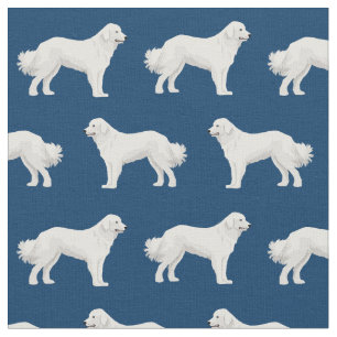 Great Pyrenees navy blue dog Fabric