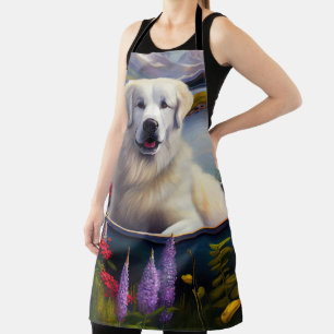 Great Pyrenees on a Paddle: A Scenic Adventure Apron
