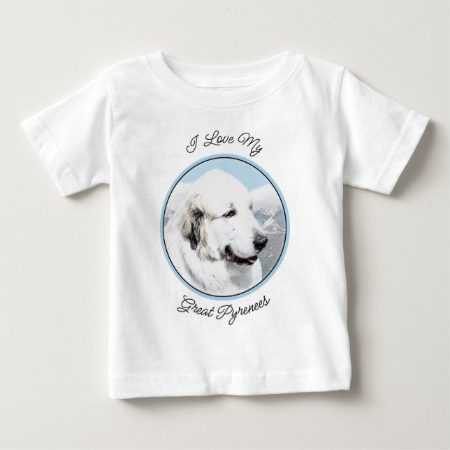 Great Pyrenees Painting - Original Dog Art Baby T-Shirt (Front)