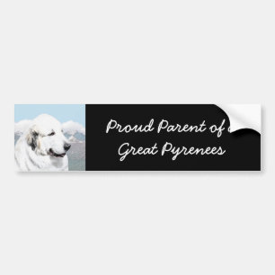 Great Pyrenees Painting - Original Dog Art Bumper Sticker