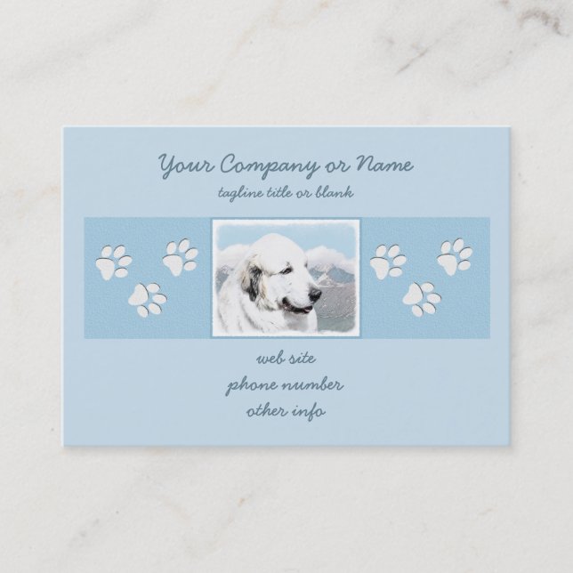 Great Pyrenees Painting - Original Dog Art Business Card (Front)