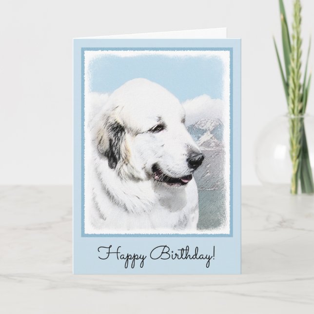 Great Pyrenees Painting - Original Dog Art Card (Front)