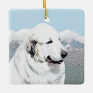 Great Pyrenees Painting - Original Dog Art Ceramic Ornament