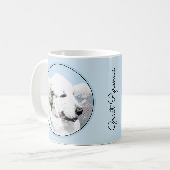 Great Pyrenees Painting - Original Dog Art Coffee Mug (Front Left)