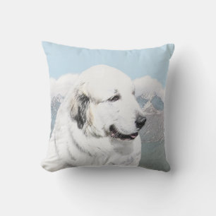 Great Pyrenees Painting - Original Dog Art Cushion