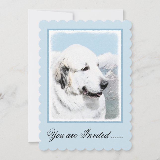 Great Pyrenees Painting - Original Dog Art Invitation (Front)