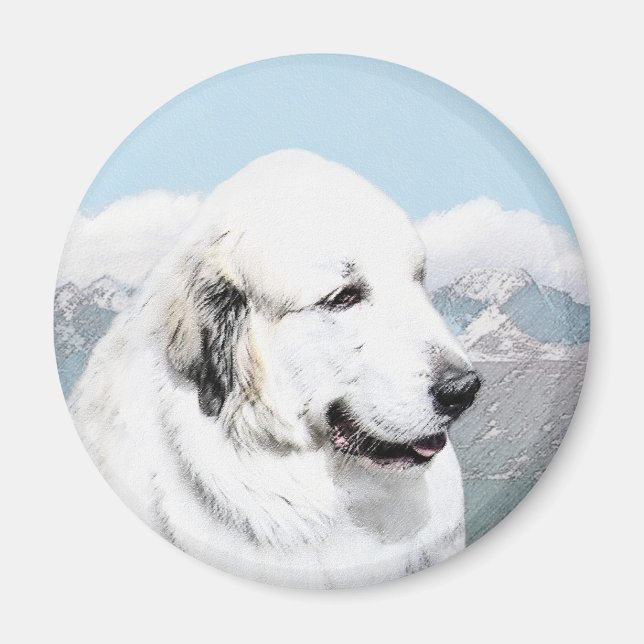 Great Pyrenees Painting - Original Dog Art Magnet (Front)