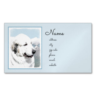 Great Pyrenees Painting - Original Dog Art Magnetic Business Card