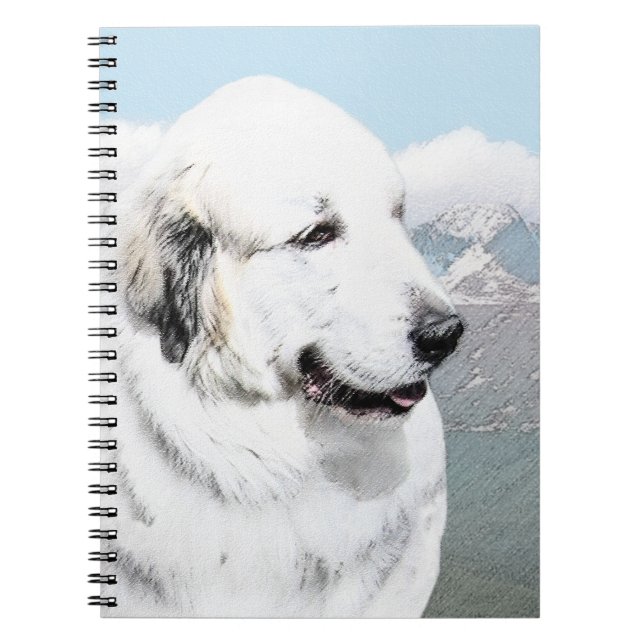 Great Pyrenees Painting - Original Dog Art Notebook (Front)